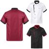 Unisex Short Sleeve Chef Coat Jacket Breathable Button Hotel Kitchen Uniform
