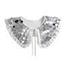 Fashion Detachable Decorative False Collar with Glittering Sequins for Women's Outfits Pleated Ruffle Mini Cape Shawl