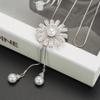 1011 Fashion Full Diamond Sunflower Sweater Chain Versatile Autumn and Winter Simple Long Necklace Accessories Hanging Accessories