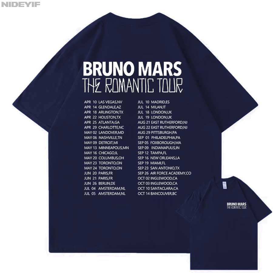 Футболка Bruno Mars The RoUnisextic Tour для унисекс женщин Хип-хоп Уличная одежда Оверсайз Топы 100% Хлопок Футболка BM3