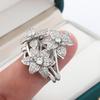 2026 New High Pear Shaped Branch Flower Zircon 925 Stamp Ring for Women's Fashion Flower Diamond Big Ring Party Birthday Gift