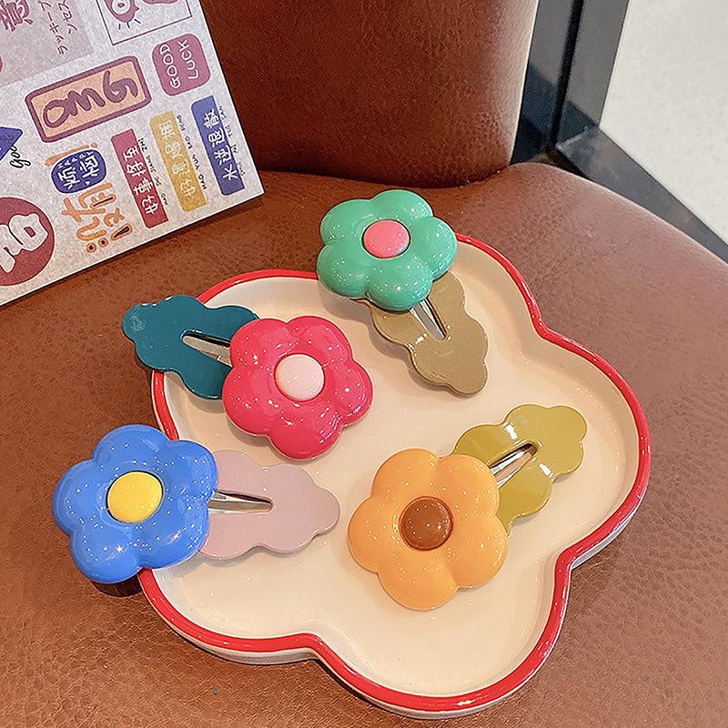 Заколка для челки для девочек Корейская версия детских аксессуаров для волос Цветочная заколка для волос