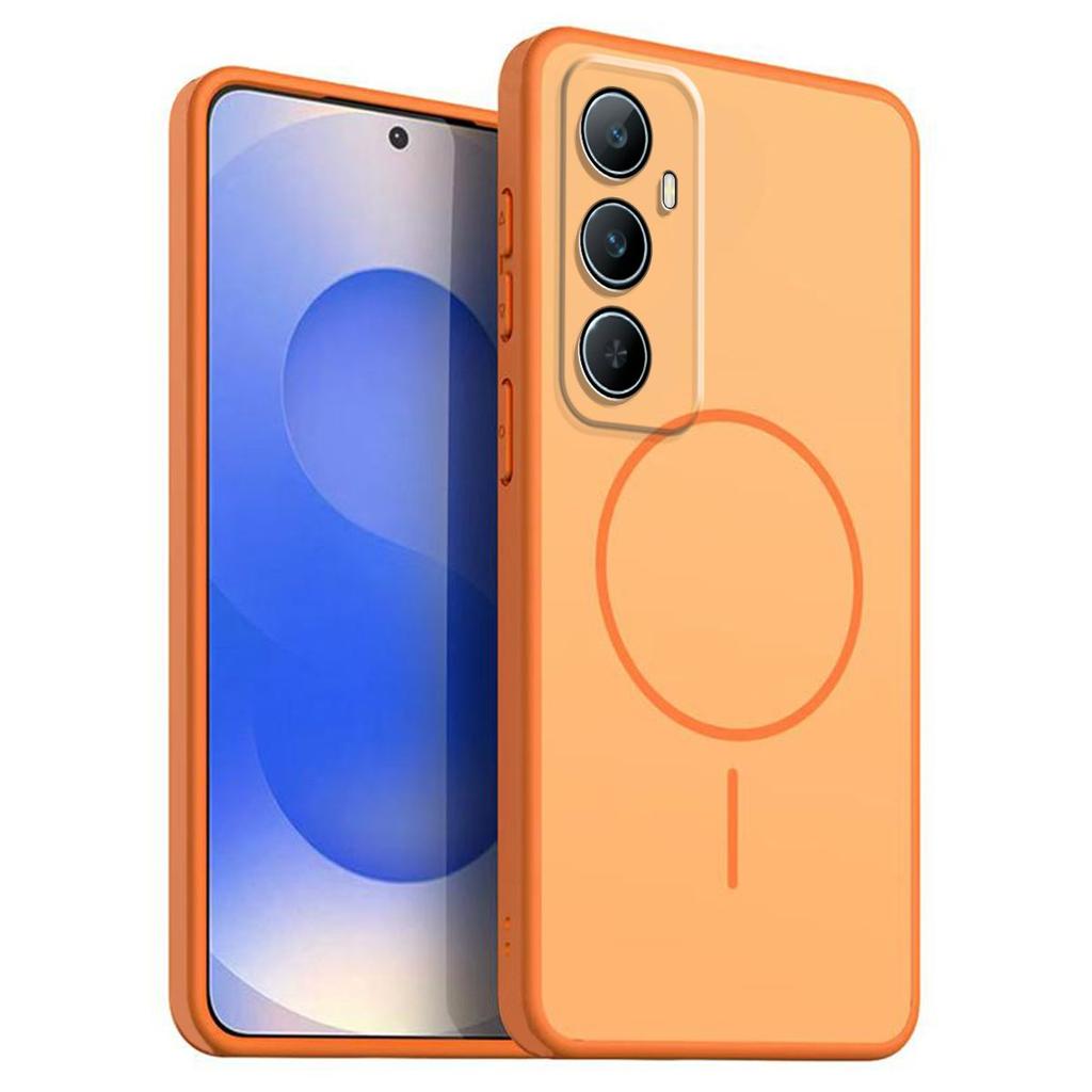 Однотонный матовый чехол из ТПУ для realme C65 4G Декоративная крышка с принтом кольца в стиле MagSafe