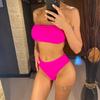Sexy Bandeau High Leg Cut Female Swimsuit High Waist Bikini Women Swimwear Two-pieces Bikini Set Bather Bathing Suit Swim