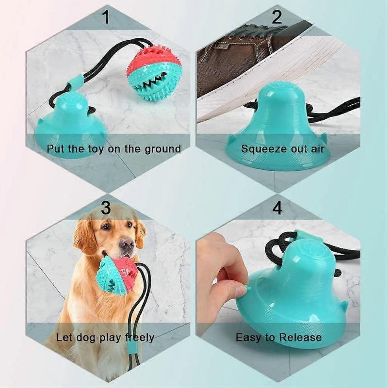 Dog Toy Ball Chew Toys with Suction Cup, Multifunctional Dog Game with Elastic Rope, Dog Chew Ball Teeth Chew Balls for Wooden Floor Tile Walls