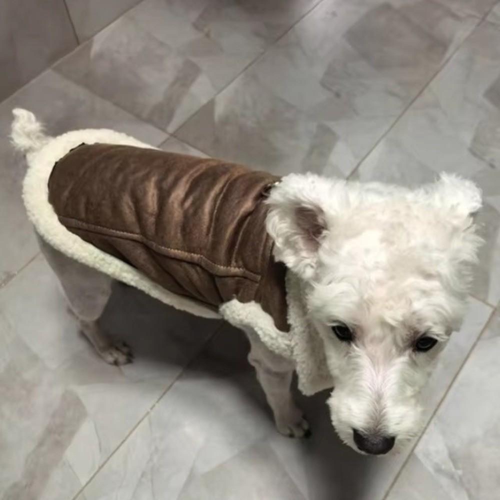 Solid-Colour Pet Padded Vest Velvet Leather Pet Winter Jacket Durable Cotton Dog Vest Pet Clothing
