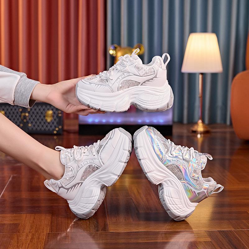 8,5 см воздушная сетка полые синтетическая кожа досуг толстые кроссовки тапочки платформа танкетка дышащие летние женские вулканизированные