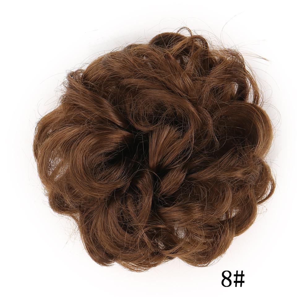 Messy Scrunchies Synthetic Hair Bun With Elastic Band Natural Fake Hair Tie Pieces Ponytail Colored Black Purple Pink Green Gray For Woman Chignon