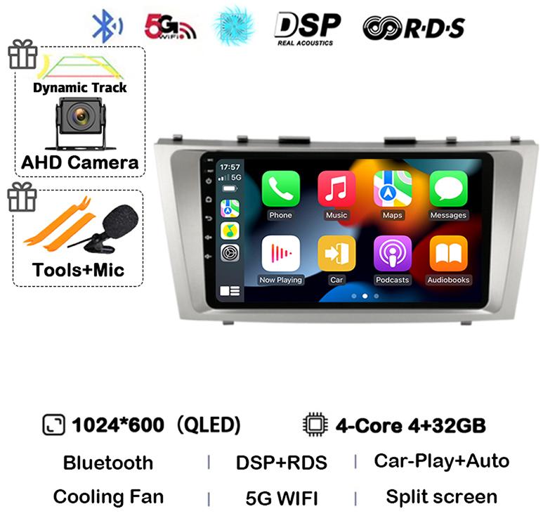Android 14 Carplay Wifi+4G автомобильное радио для Toyota Camry 7 XV 40 50 2006-2011 4G мультимедийный плеер навигация GPS стерео 360 камера