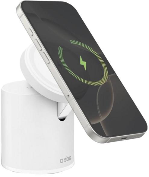 Sbs magnetic power dock 2 in 1 15w white wireless charger