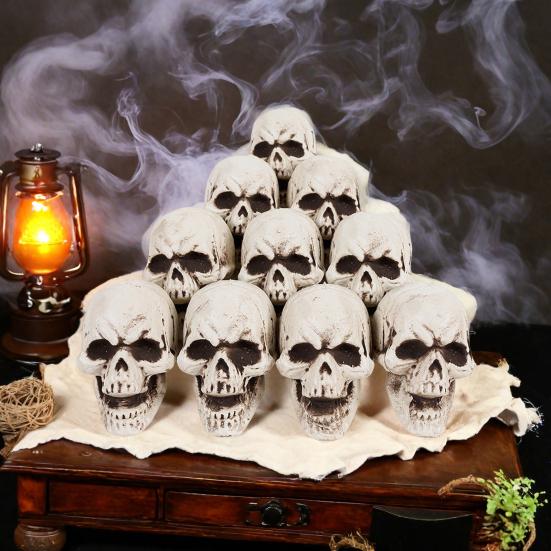 10Pcs Halloween Skeleton Decor Mini Skulls for Party Realistic Skull Props Thrilling Table Decoration