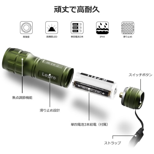 LED Flashlight, Handheld Flashlight with High-Brightness Chip, Adjustable Zoom, Lightweight, Compact, Battery-Operated, Includes AAA Batteries, Ideal