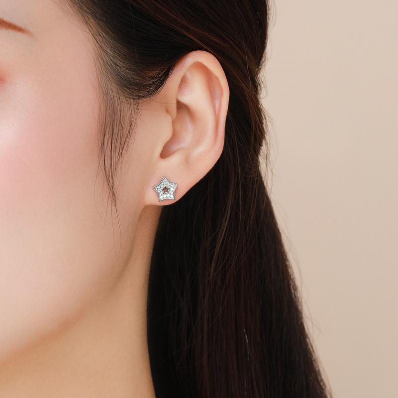 Modian 925 Sterling Silver Hollow out CZ Stud Earrings For Women Girl Dazzling Statement Hypoallergenic Jewelry