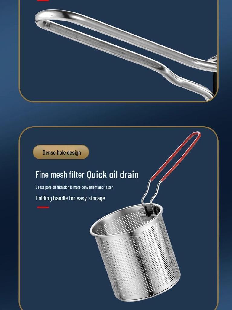 Mini Stainless Steel Non-Coated Frying Pan with Filter for Induction Cookers