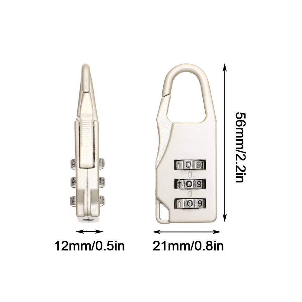 Прочный 3-значный кодовый замок для сумок, навесной замок с паролем, замок-молния, замок для рюкзака, багажа, противоугонный замок