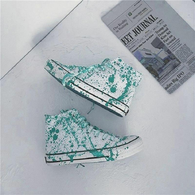 Модные красные стильные грязные туфли унисекс для мужчин граффити поддельные кровавые кроссовки из парусины для мальчиков высокие кроссовки дизайнерская мужская обувь