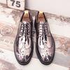 Formal Oxfords Shoes for Men Black Gold Patent Leather Business Lace-up Wingtip Toe Brogue Wedding Mens Dress Shoes