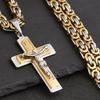 Orthodox Cross Pendant Necklaces for Men Stainless Steel Catholic Jesus Necklace  Silver Color Byzantine Chains Male Jewelry