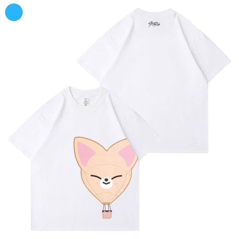 Футболка Stray Kids SKZOO FashionE KARMA с черно-белыми принтами мультяшных персонажей