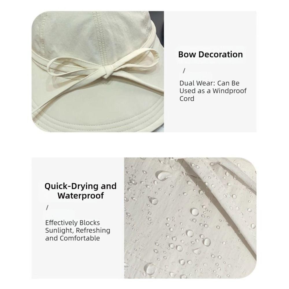 Fashion Lace-up Bucket Hat Wide Brim Quick Drying Duck Tongue Cap Bowknot Fisherman Cap Women Girls Wear