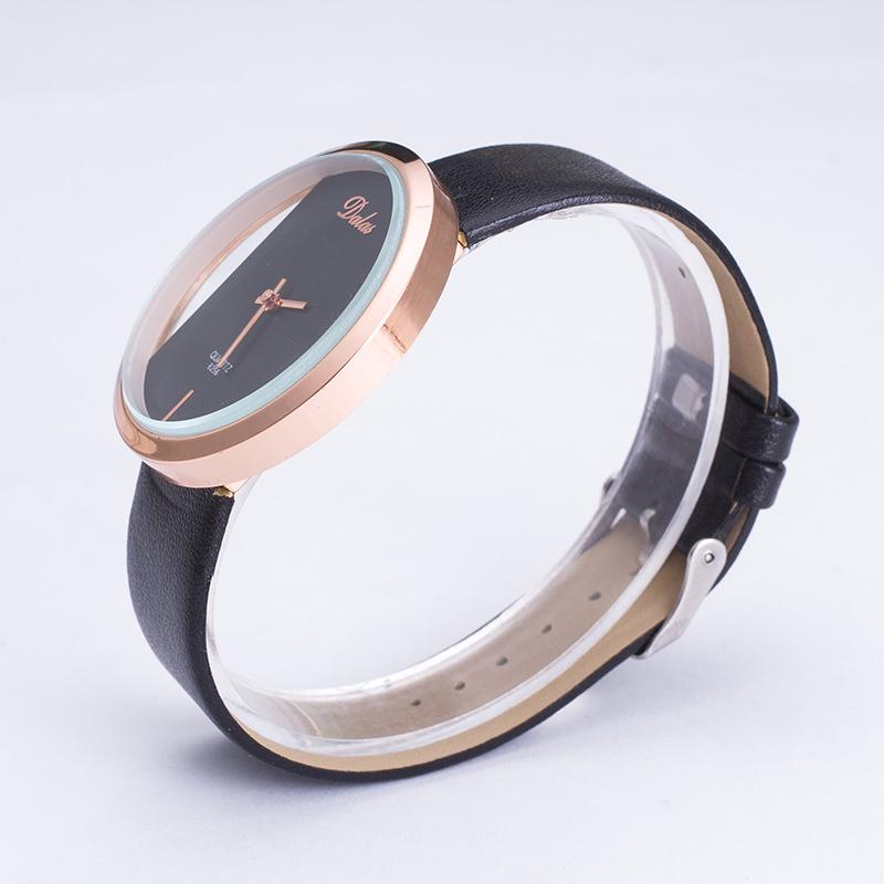 Модные повседневные часы-скелетоны с кожаным ремешком