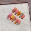 10Pcs 3D Floral Press-on Nails Thick Reusable Fake Nails with Gel Design