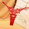 Heart Mesh Underpants Women's Low Waist Transparent Sexy Black Red T-string Panties