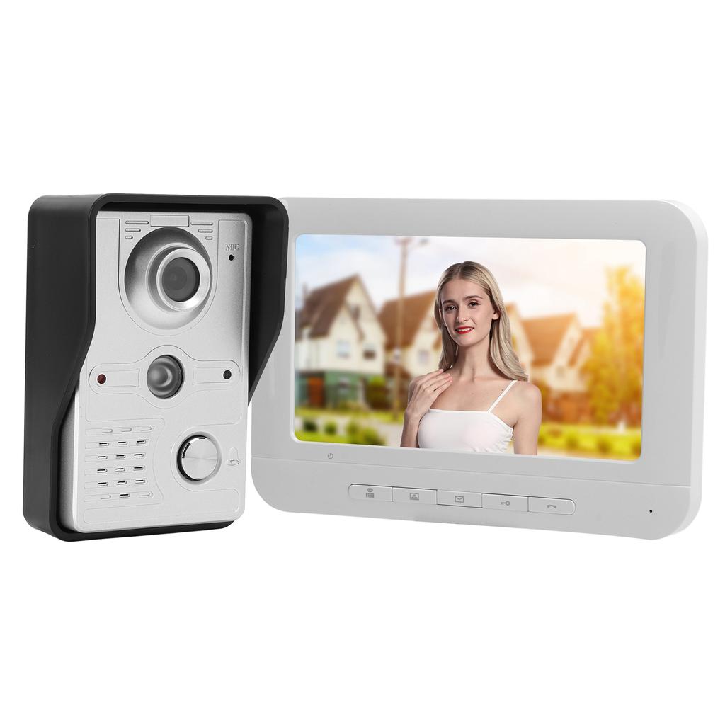 7in Video Door Phone Night Vision IR CUT 2 Way Audio Remote Unlock Rainproof Doorbell for Home