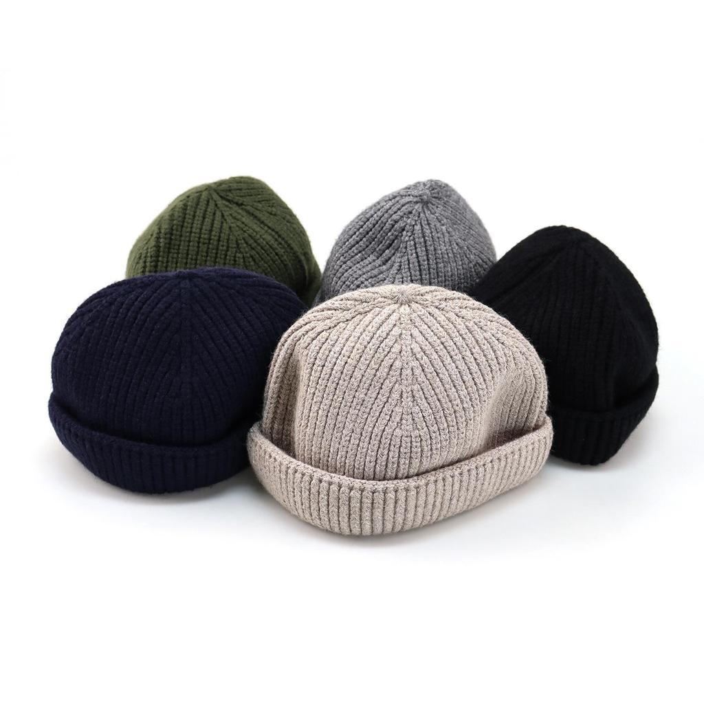 Мужская шерстяная вязаная шапка-бини в японском стиле, теплая, ветрозащитная, для осени и зимы