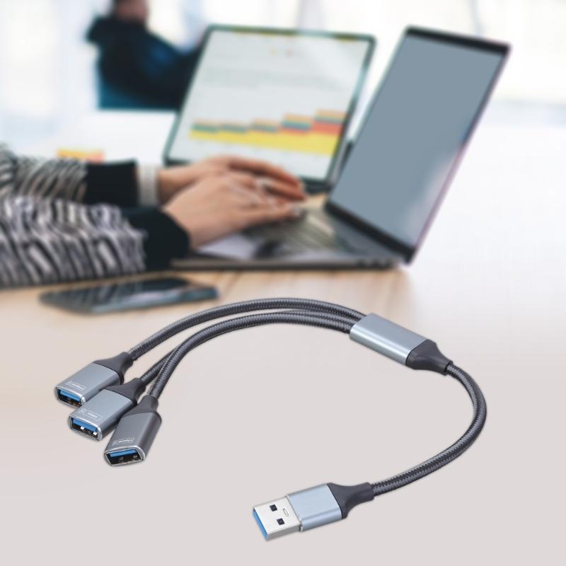 Кабель-адаптер USB (папа) с разветвителем на 1 порт USB 3.0 и 2 порта USB 2.0 для ноутбука, телевизора, павербанка, мыши
