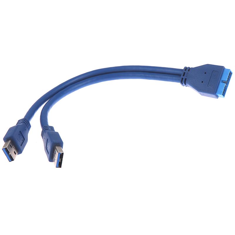 Кабель-адаптер 2 порта USB 3.0 Type A (папа) на 20-контактный разъем (папа)
