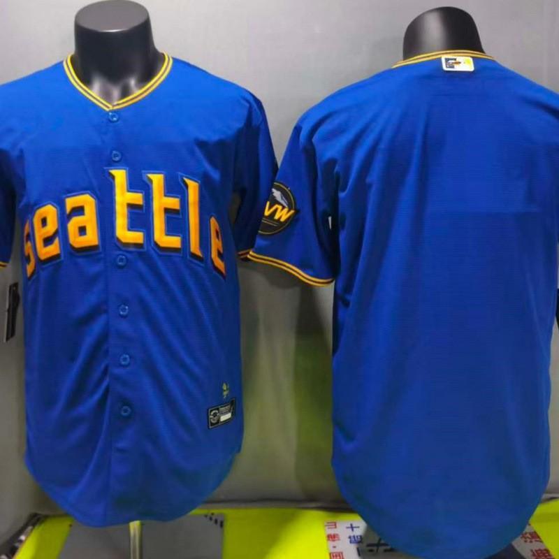 Seattle Mariners Blank Embroidered Baseball Jersey Sweater Short Sleeve Unisex Sportswear