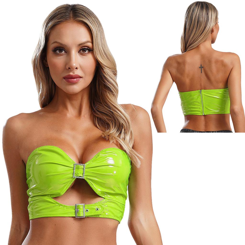 Женские ажурные металлические PU бюстгальтеры топы бюстье нижнее белье костюм для ролевых игр музыкальный фестиваль рейв-вечеринка клубная одежда в стиле панк