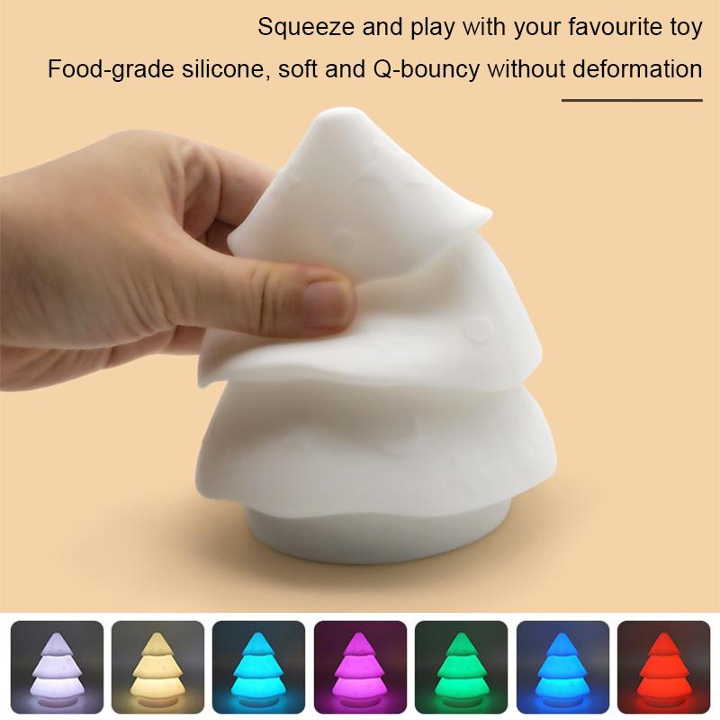 Christmas Tree Silicone Night Light Bedroom USB Atmosphere Night Lamp Living Room Desktop Decoration Creative Cartoon Table Lamp