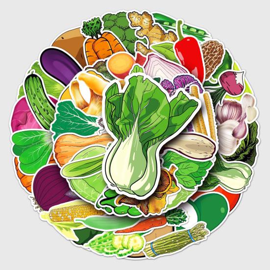 50 шт. Наклейки с овощами, самоклеящиеся, водостойкие, перец, капуста, лук, помидор, серия овощей, декоративные, милые наклейки, ноутбук, гитара, скейтборд