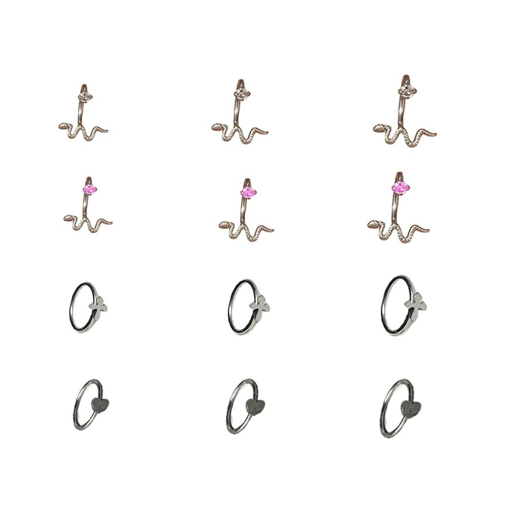 Аксессуар Женские украшения для тела Крест Губа Ноготь Кристалл Пирсинг Украшения Змея Кольцо для губы Сердце Губа Ноготь