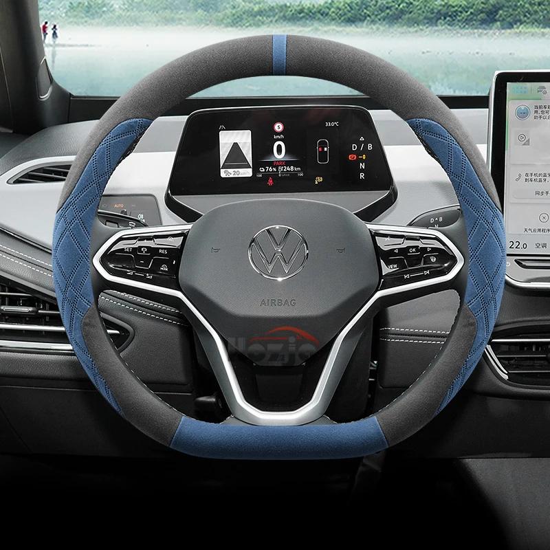 Чехол на руль автомобиля из замши для Volkswagen T-ROC R Taigo Touareg R Atlas R Taos T-Cross 2018 - 2023 2024 2025 Аксессуары