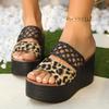 Мода 2024 женская обувь Туфли с открытым носком Женские тапочки Модные леопардовые повседневные тапочки Женские Новые Платформенные тапочки больших размеров