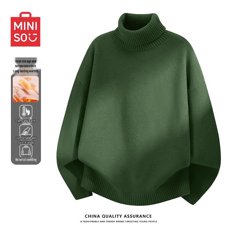Мужской зимний свитер с высоким воротником на флисовой подкладке MINISO