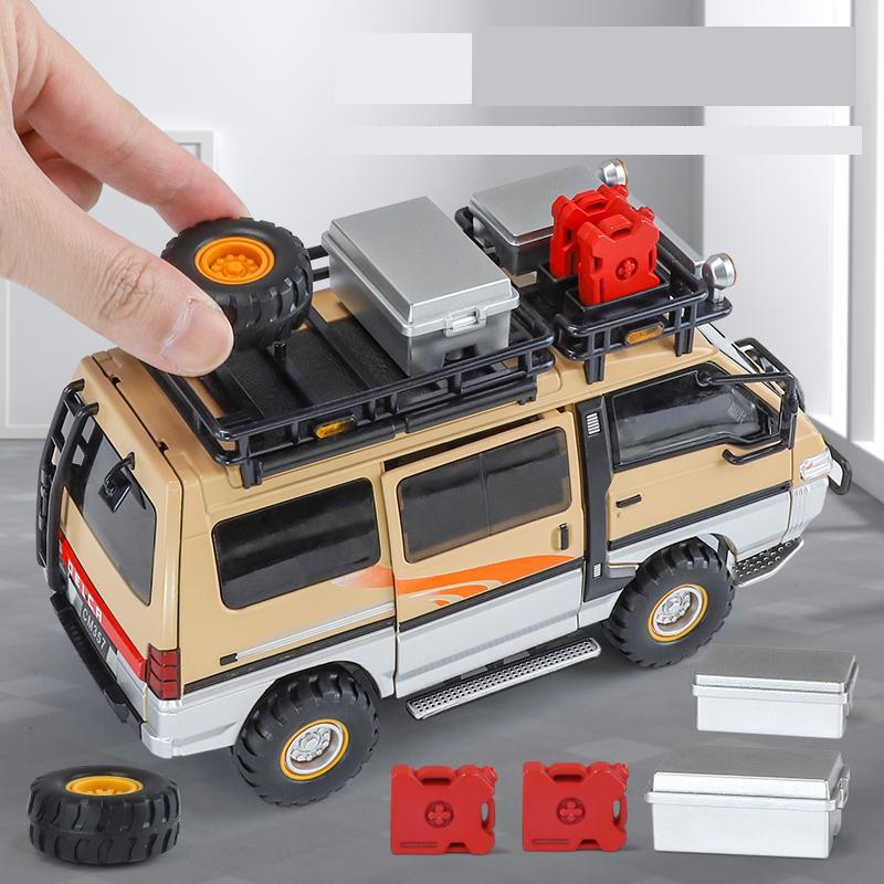 Масштаб 1/24 Mitsubishi Delica Кемпер Минивэн MPV Модель Игрушечной Машинки Литой Металл Миниатюрный Инерционный Звук и Свет Коллекция Подарок для Ребенка