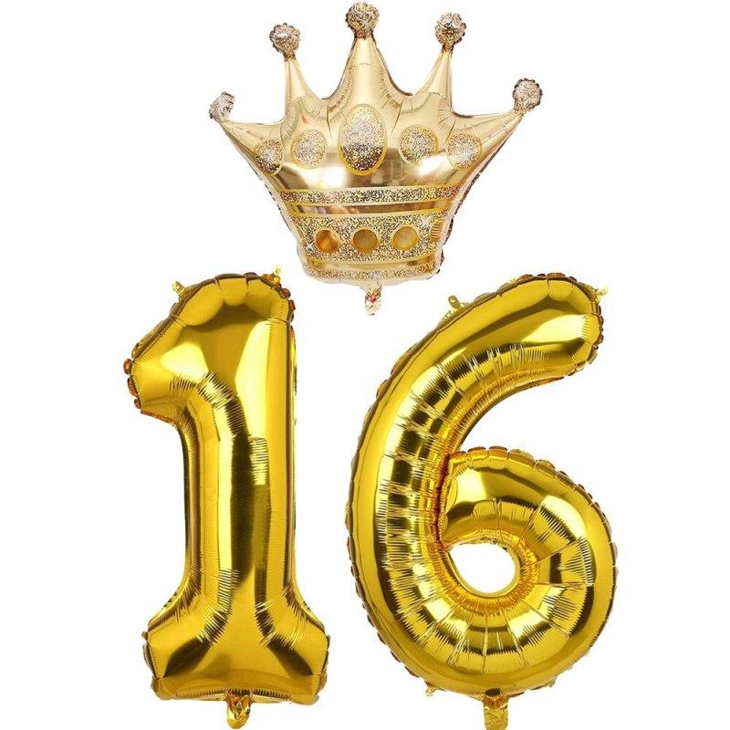 10, 18, 20, 30, 40, от 50 до 90 лет, детский, взрослый, день рождения, вечеринка, набор воздушных шаров с золотой короной и номером