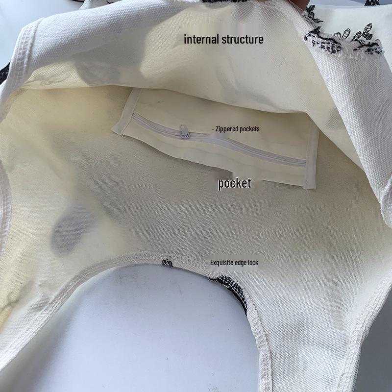 Элегантная черная холщовая сумка с вышивкой бабочки - Большая вместимость, универсальная наплечная сумка для женщин