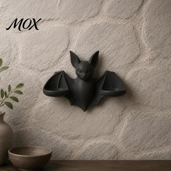 Unique Wall Scenery Gothic Bat Candle Holder, 3D Printed Double Sconce Candlestick with Spooky Hanging 2 Electronic Candles, Dark Style Halloween