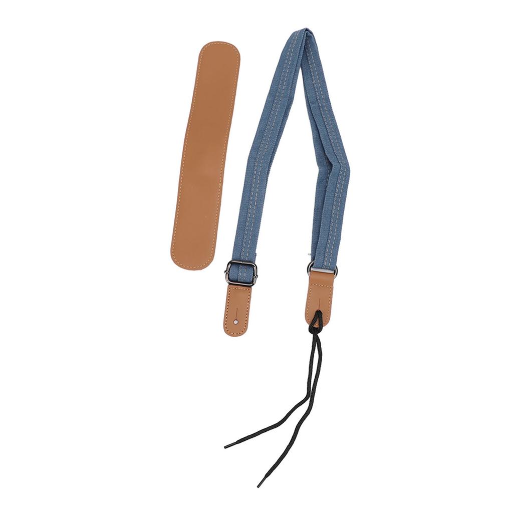 Ukulele Strap Cross Shoulder Pad Denim Leather Adjustable Length Neck Belt Replacement
