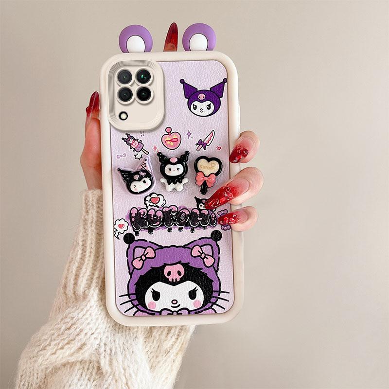 KEYSION Чехол с милым 3D-мультяшным ушком для Samsung A12 с браслетом, мягкий силиконовый противоударный чехол для задней панели телефона Galaxy M12