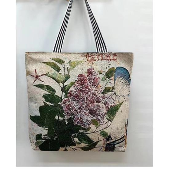 Harajuku Style Cartoon Canvas Bag, Literary Large-Capacity Shoulder Bag, Linen Trendy Cool Ethnic Style Women'S Bag