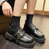 Fashion Chunky Platform Oxfords Shoes for Women Gothic Thick Bottom Non Slip Loafers Woman Patent Leather Double Buckle Mary Jane Shoes