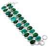 Emerald(Simulated), Diopside Ethnic 925 Sterling Silver Bracelet 7-8" T1V32