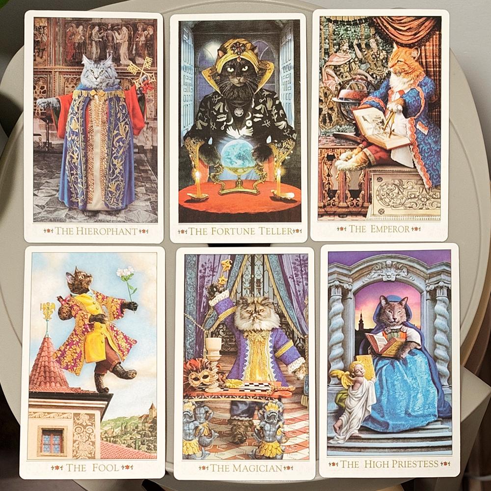The Baroque Bohemian Cats’ Tarot Deck 12*7cm, 79-Card Feline Fantasy Vintage Baroque Style Cat Tarot Double-embossed