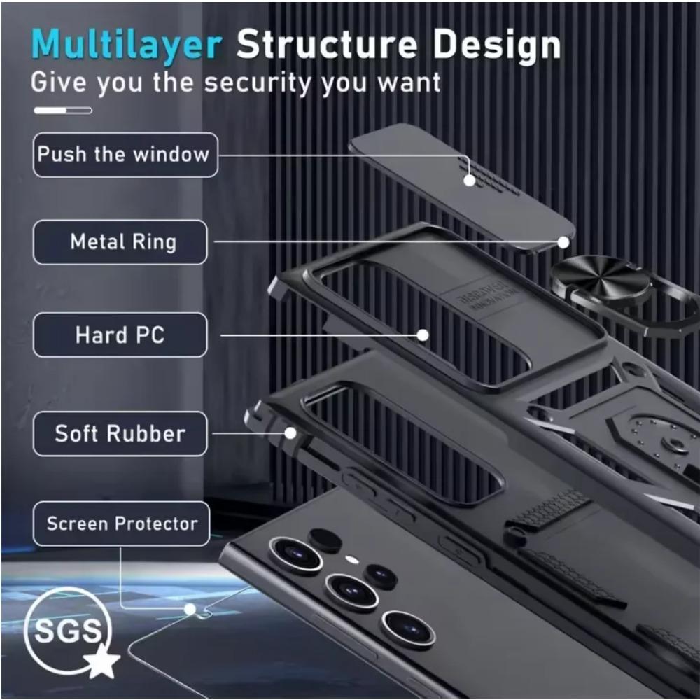Чехол для Samsung Galaxy S25FE S25 Edge S24 S23 Ultra Plus FE A56 A36 A26 A17 A07 Защитная крышка для камеры-слайдера военного класса